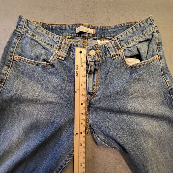 Levi's 525 Jeans Women's 6S Blue Medium Wash Boot Cut Stretch Jeans Distressed - Picture 7 of 11